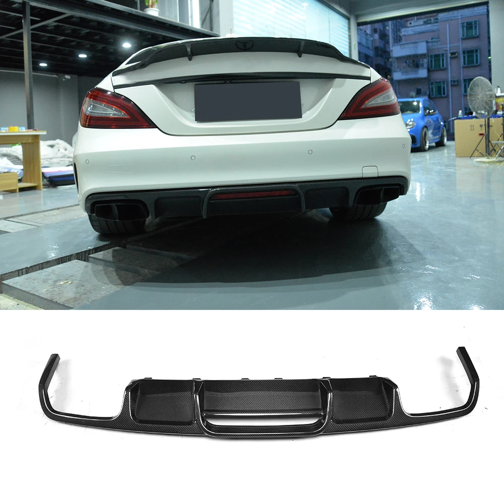 CLS класс углеродного волокна задний бампер Выпускной диффузор спойлер для Mercedes Benz W218 Седан 4 двери 15-17 CLS63 AMG S