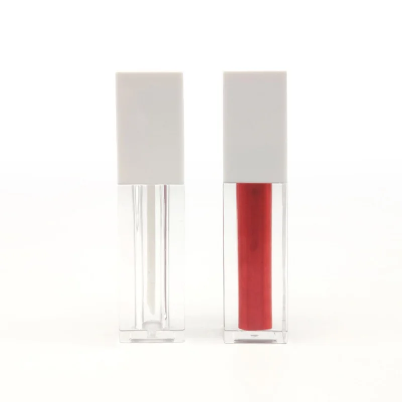 

Empty 5 ML Lip Gloss Containers Plastic Cosmetic Container Square Frosted Clear Makeup Lipstick Lip Gloss Tubes 20pcs