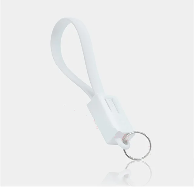 Симпатичный мини USB кабель для iPhone samsung huawei Micro USB для Xiaomi type C кабель фурнитура для брелоков для ключей портативный зарядный кабель - Цвет: Белый