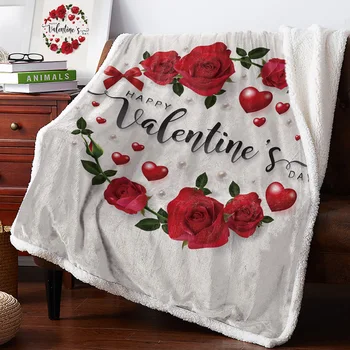 

Valentine Text Rose Super Warm Soft Blanket Office Sofa Plush Blanket Bedspreads Quilt Drop Ship