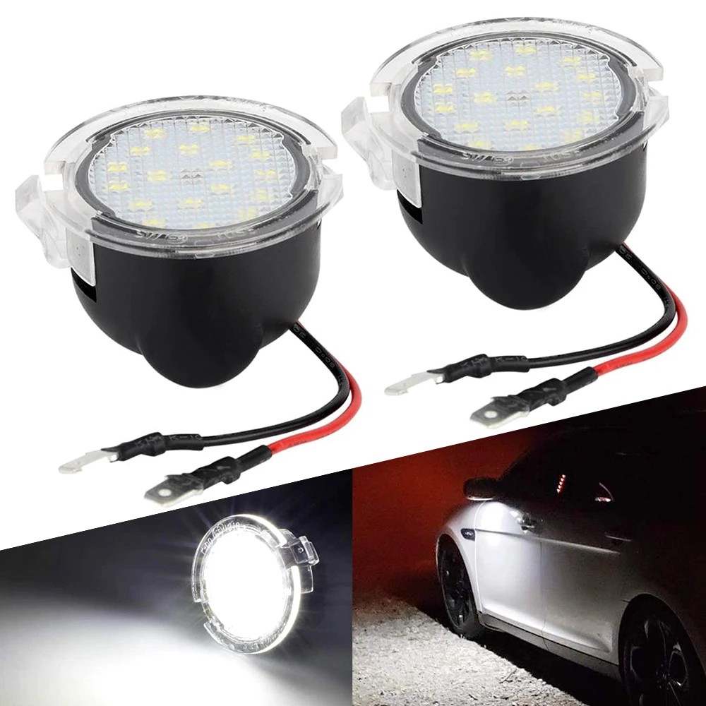 

2pcs Canbus No Error LED Side Mirror Puddle Lights For Ford F150 Mondeo Mk5 Mustang Edge Explorer Expedition Flex 6000K White