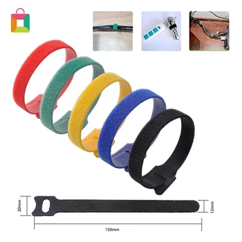 

100Pcs Color Velcro Ties Reusable Velcro Ties Velcro Nylon Ties for PC TV USB Network Cable Cozy
