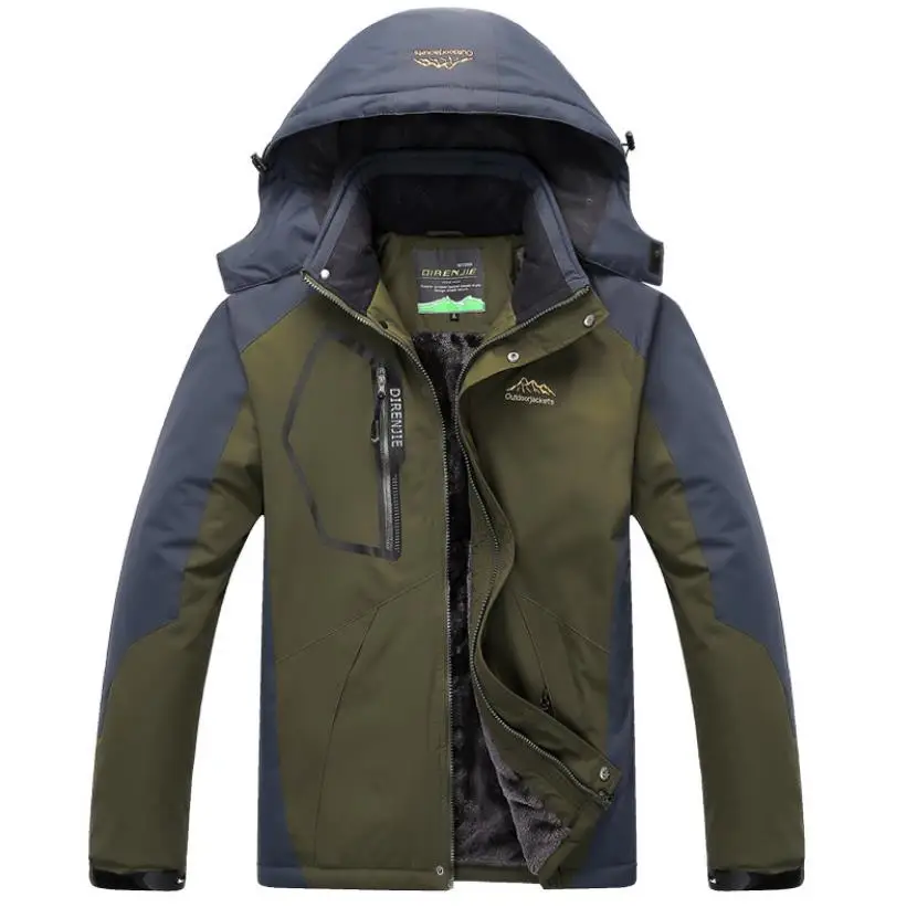 army green(men) Мужские осенне-зимние куртки армейский зеленый мужские весенние теплые пальто толстая одежда с капюшоном для влюбленных модная куртка водонепроницаемая верхняя одежда - Цвет: army green(men)