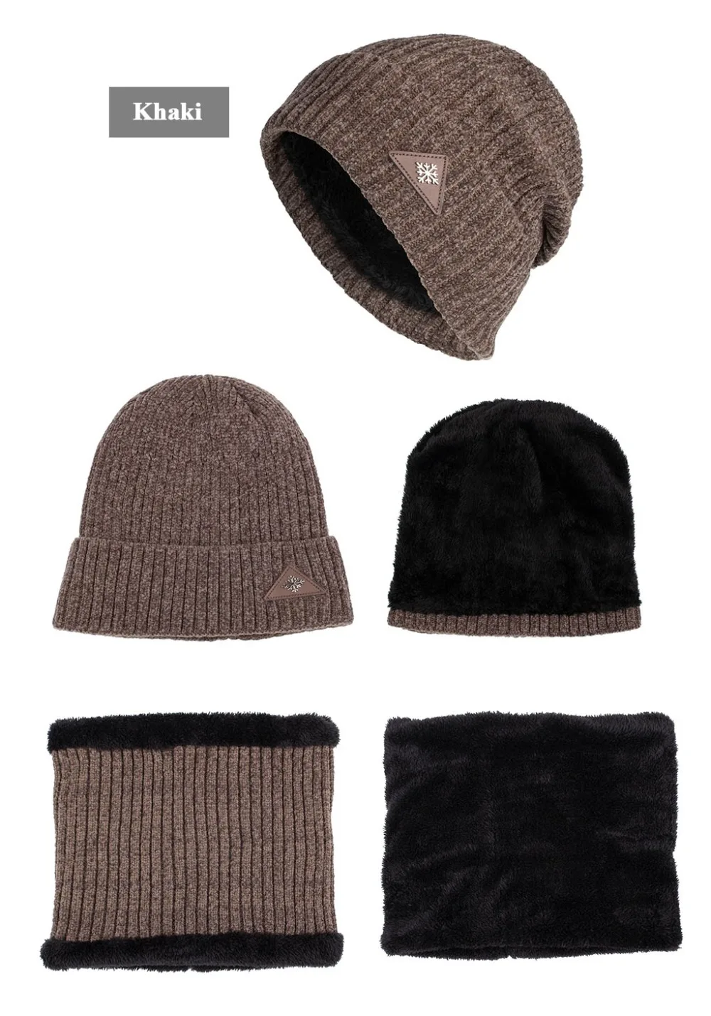 Joymay New Winter Beanies Neack Warmer Set Unisex Plain Warm Soft Scarf Skull Knitting Cap Hats Touca Gorro Caps WM126