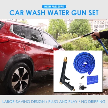 

16ft Water Hose Car Wash Expandable Watering Garden + Hose Nozzle Sprayer Kit for Caring Personal Cars Accessories