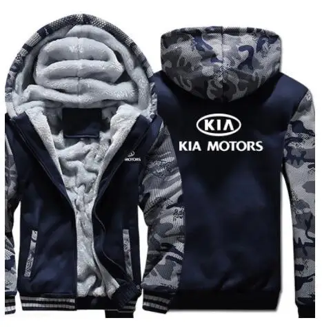 Осенне-зимняя мужская толстовка с капюшоном, теплая толстовка KIA Motors, рекламная куртка, утепленные пальто на молнии, флисовая одежда