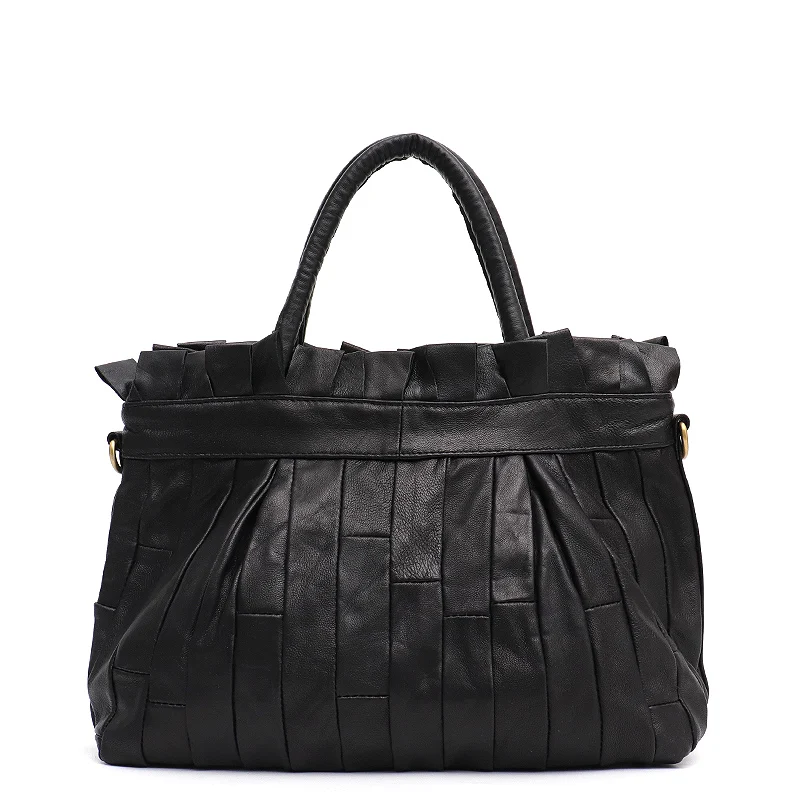 SC натуральная кожа, винтажная женская сумка, сумка через плечо для девушек, Женская качественная сумка на плечо из овчины, Лоскутная сумка, женская сумка-мешок - Цвет: BLACK