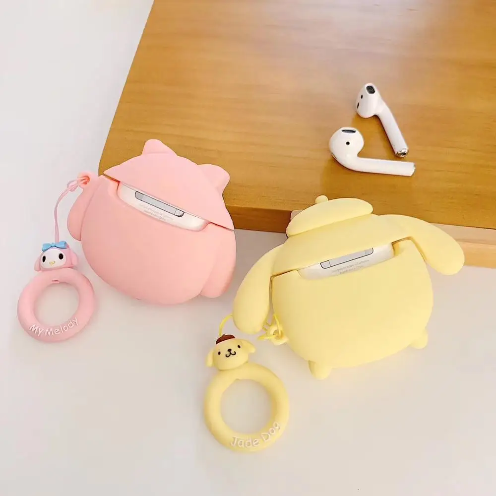 GOOYIYO-силиконовый чехол для Airpods 1 2 наушники, наушники, зарядная коробка, мягкий чехол, Мультяшные милые Airpods, аксессуар, подарочное кольцо