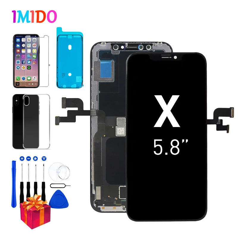 OLED экран для iPhone X Дисплей для iPhone 10 ЖК с 3D сенсорным дигитайзером сборка 1:1 идеально OEM A1901 A1865+ бесплатные подарки