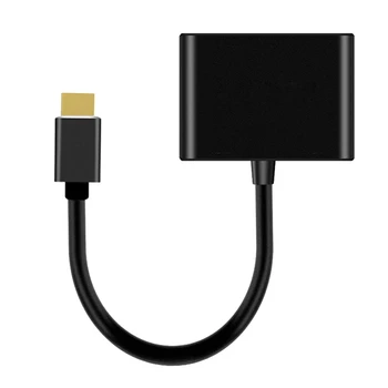 

2-In-1 HDMI to HDMI VGA Adapter Converter Splitter in HDMI&VGA Out Simultaneously 20cm