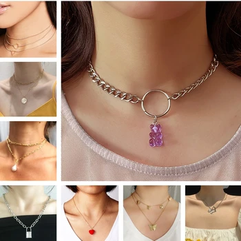 

High Quallty Multilayer Cross Fish Bone Bear Stars Clavicle Chain Necklaces for Women 2020 Fashion Jewelry Party Gifts Bijoux