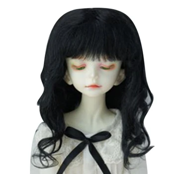 

6-7 Inches Fake Mohair Wiggery Long Curly Hair Wig For 16-17cm 1/6 BJD/SD Dolls -Black/Light Radish Red/Dark Brown/Light Golden
