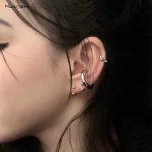 HZ геометрические открытые квадратные круглые треугольные серебряные металлические серьги-гвоздики для женщин и мужчин, вечерние простые ювелирные изделия