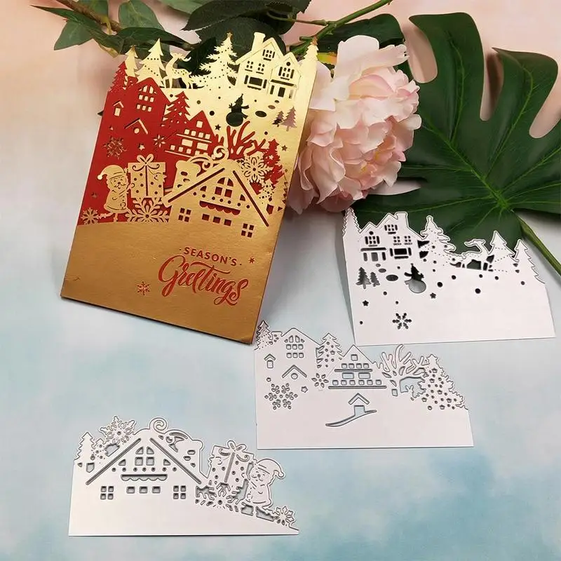 Metal Cutting Dies Mold Castle Ferris Wheel Xmas Tree Scrapbook Paper DIY Crafts