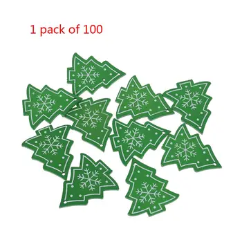 

100pcs Christmas Ornaments Natural Wood Chip Hanging Pendant DIY Red Xmas Tree Decor New Year Gift