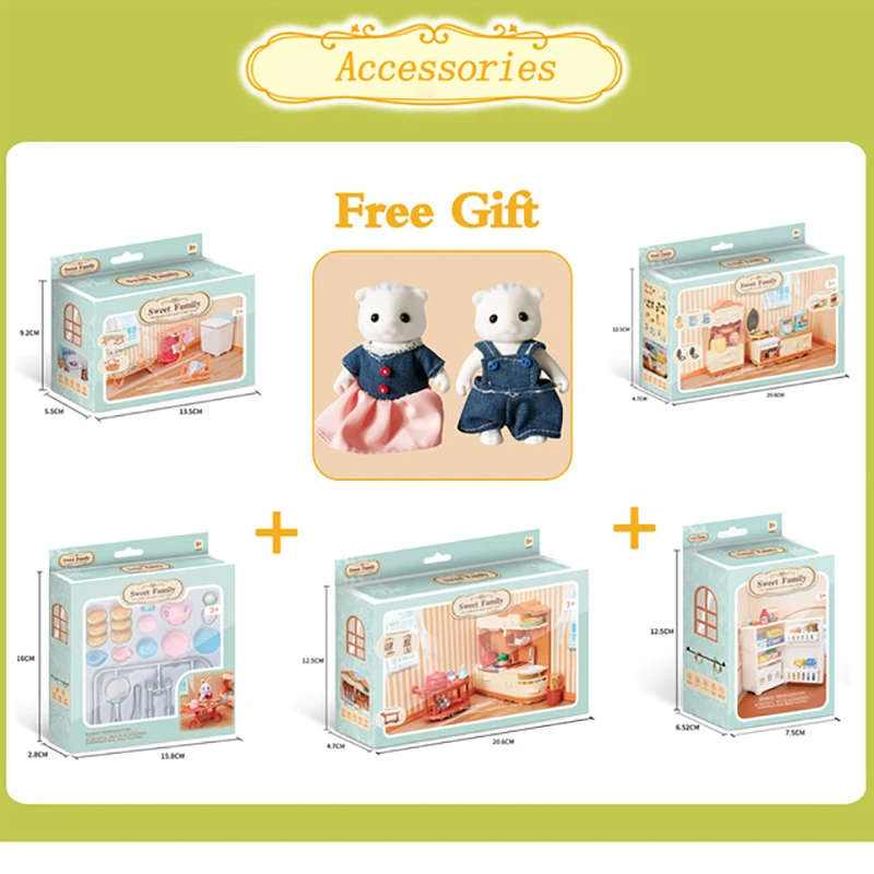 

2021 New Miniature Dollhouse Furniture Toys Set DIY Forest Family Kids Girls Pretend Play Furniture Toys Gift for Christmas