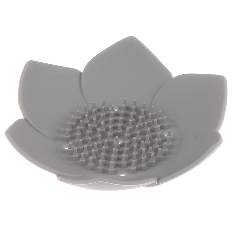 1pc Silicone Draining Soap Dish Soap Box Plate Lotus Shape Holder Portable Soap Dishes anti-skid soap tray Bathroom Accessories