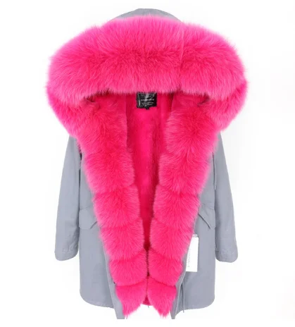 Зимняя новая Толстая теплая женская одежда натуральный большой Лисий Мех датский искусственный мех подкладка модная длинная парка пальто с натуральным мехом - Цвет: 15