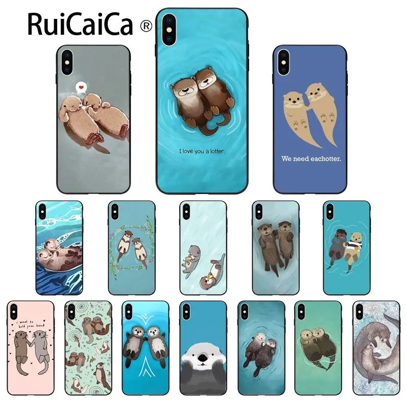 Ruicaica милые выдры держатся за лапки на заказ фото мягкий чехол для телефона iPhone 5 5Sx