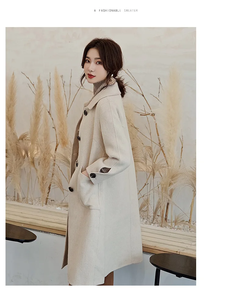 Winter Woman Coats New High-end Double-sided Wool Coat Loose Long-sleeved Solid Color Woolen Coat Long Female Jacket