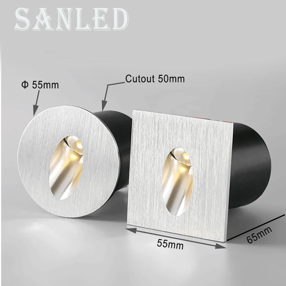 Wall Sconce Lamps Embedded with Mounting Box Round Nightlight AC85-265V/DC12V