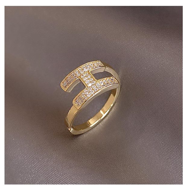 New  Fashion Jewelry Exquisite 14K Real Gold Plated AAA Zircon Ring Elegant Women's Opening Adjustable Wedding Gift
