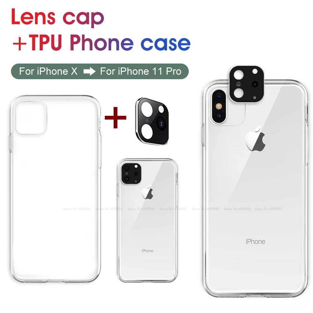 10 шт. 2 в 1 объектив камеры и прозрачный чехол для iPhone Xs Max Xs X вторая Замена для iPhone 11 Pro Max 11 Pro задняя крышка