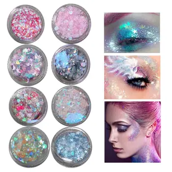 

20 Colors Eye Sequins Waterproof Long-lasting Glitter Eye Makeup Stickers Tear Moles Stickers Love Stars Stickers Gel Cream TSLM