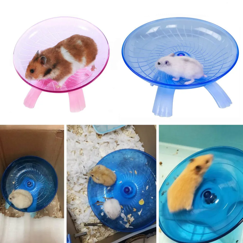 Disco de rueda de ejercicio para mascotas, accesorio de plástico para hacer ejercicio para mascotas, ratón, deporte, hámster, correr, trotar, platillo volador divertido, Color rosa y azul