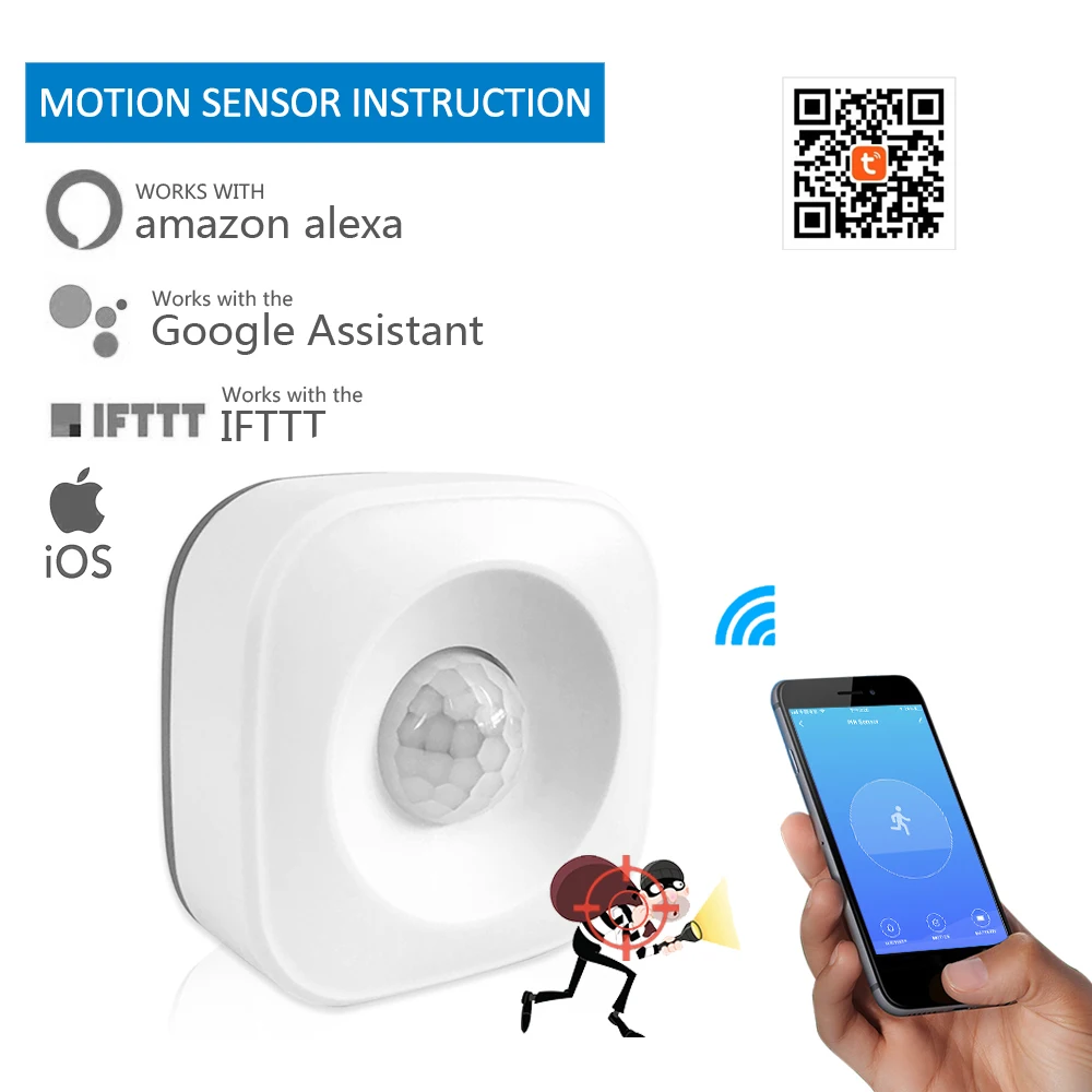

tuya Smart home WIFI PIR Motion Sensor intelligent Wireless Passive Infrared Detector Security Burglar Alarm Sensor Tuya APP NEW