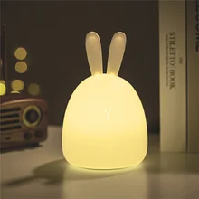 

Creative LED Silicone Rabbit Lamp Touch Sensor Colorful Night Light USB Rechargeable Desk Light for Kids Room Bedroom Decoration