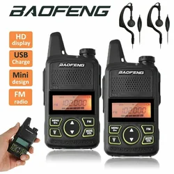 Baofeng – Mini talkie walkie Portable BF T1 UHF, Radio bidirectionnelle, BF T1, 2 pièces, Rechargeable par USB, 400 470MHz 