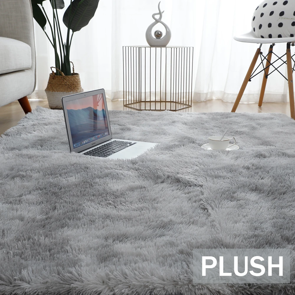 Felpa Alfombra habitación Gruesa Esponjosa Alfombras salón Dormitorio Gris Rugs Suave alfombra infantil Terciopelo Carpets Moderno Hogar Decoracion Antideslizante Felpudo