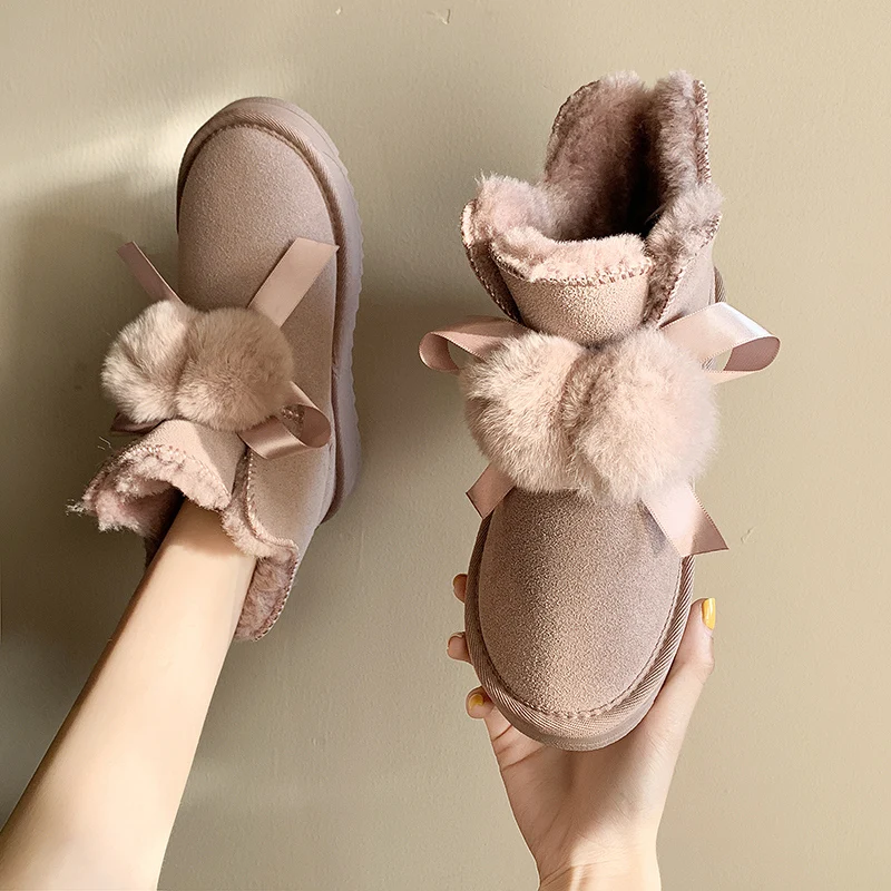 

Woman Flat Boots Round Toe Australia Mid-Calf Booties Women Shoes Boots-women Lace Up Winter Footwear Luxury Designer Low Mid Ca