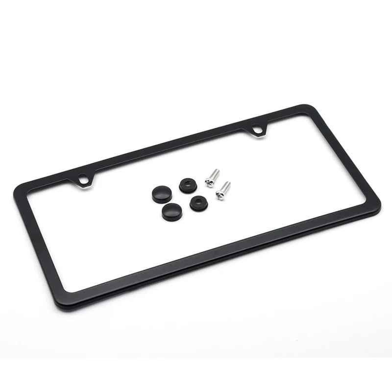 

American-Style US License Plate Frame For Car Number License Plate Holder Frame US Front License Plate Mount Cover Black/Silver