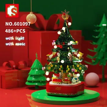 

SEMBO Building Blocks Glowing Christmas Tree with Music Box Model Set DIY Bricks MOC Toys for Children Christmas Gift 601097