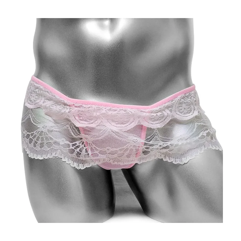 Кружевные Мужские Трусы стринги Sissy нижнее белье для геев прозрачные сексуальные