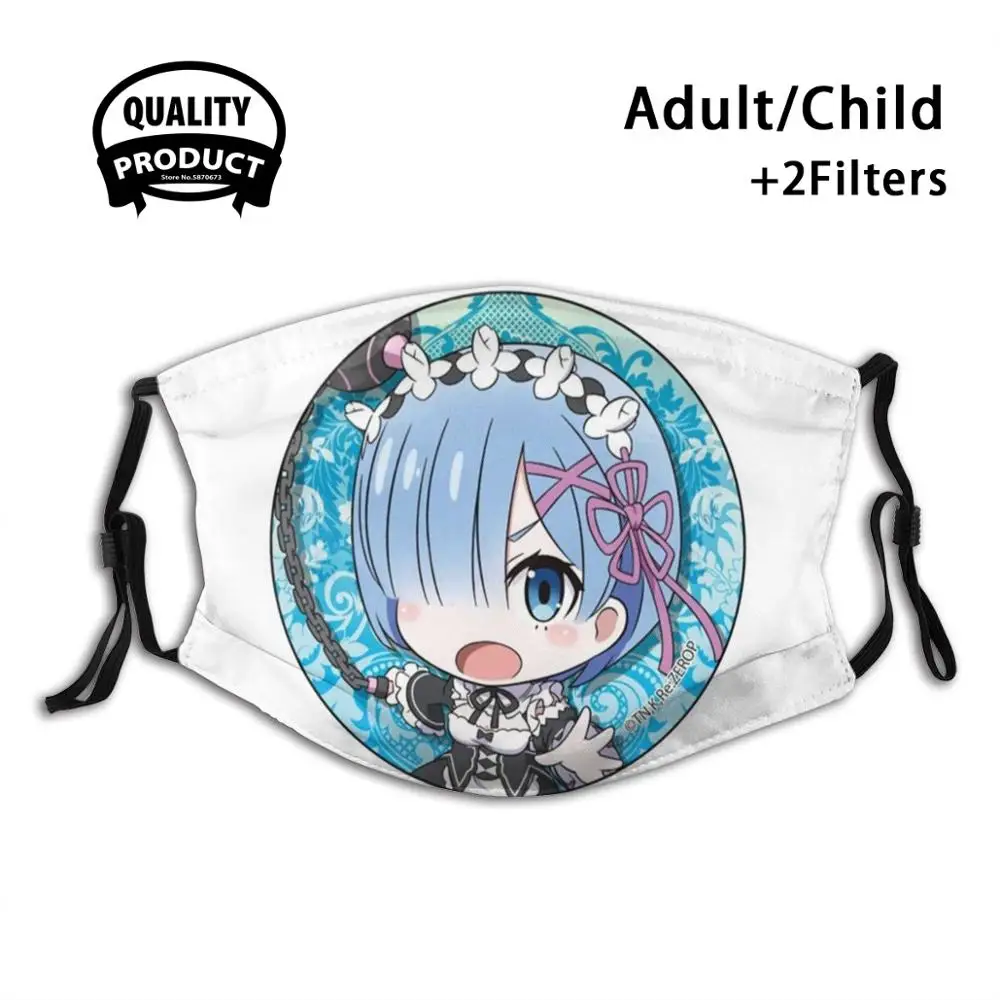 Rem Re Zero модные смешные дизайнерские черные многоразовые маски Kara Hajimeru Isekai Seikatsu