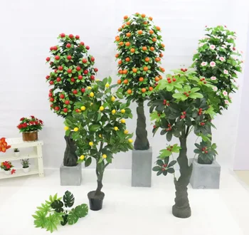 

artificial Geely Pingan Fruit Tree Orange Pomegranate Apple Tree Decoration Holiday Bonsai faux plants fake plants greenery