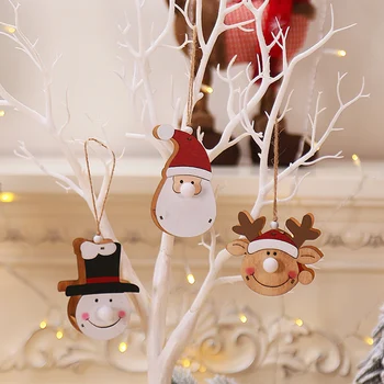 

Lightweight Mini Size Cute Wooden Luminous Doll Pendant Christmas Tree Decorative Supplies Wooden Elk With decorative led lights