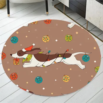 

Pet Dogs Round Carpet 3D Print Dachshund Rugs Computer Chair Area Carpet Cartoon Play Tent Floor Mat Sausage Dog Floor Rugs