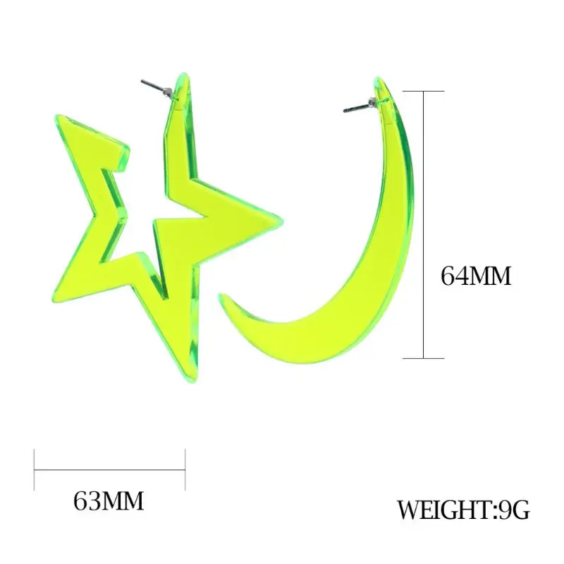 Акриловые сверкающие забавные серьги-гвоздики на Хэллоуин с большой Луной и звездой, Женские Ювелирные изделия