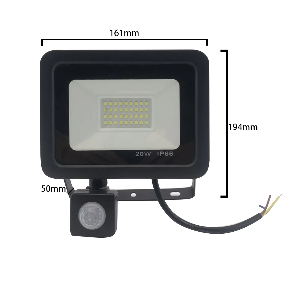 20W Waterproof Adjustable Garden Outdoor Security Super Bright Motion Sensor Flood Light Backyard Garage Wall Led Landscape Doorways - Испускаемый цвет: 20W