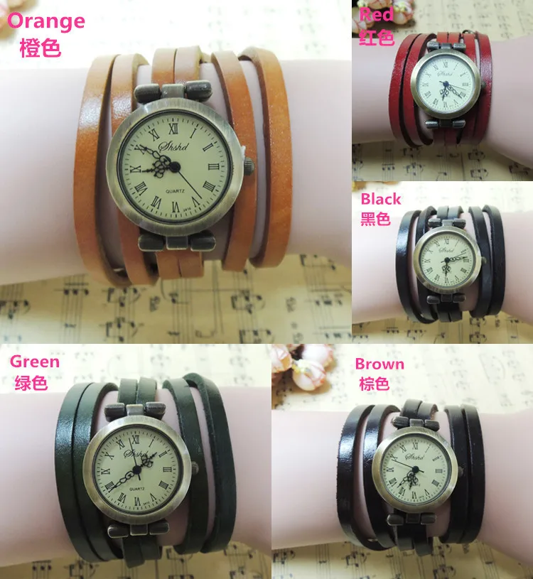

2019 new retro easy shell source winding three circle ladies double belt watch ladies retro watch quartz watch