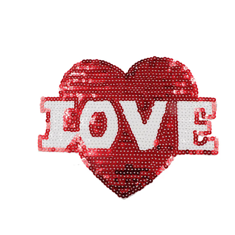 SUPVOX Love Letter Patch Sequin Rhinestone Iron On Applique for DIY Clothes Decor 