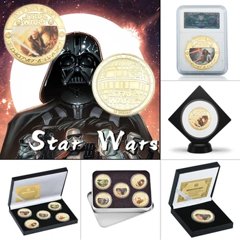 

WR Star Wars Gold Plated Collectibles Coins with Box Movie Commemorative Coin Set Original Coins Gifts for Men Dropshipping