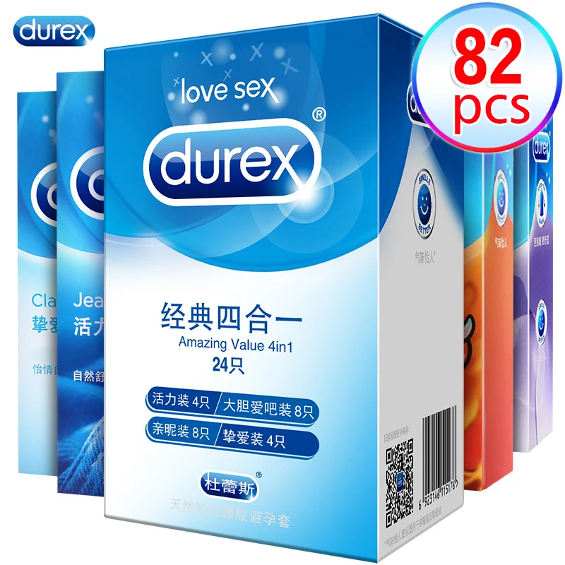 Durex 24/48/82 шт. 4in1Ultra Тонкий петух презерватив интимной контрацепции из натурального