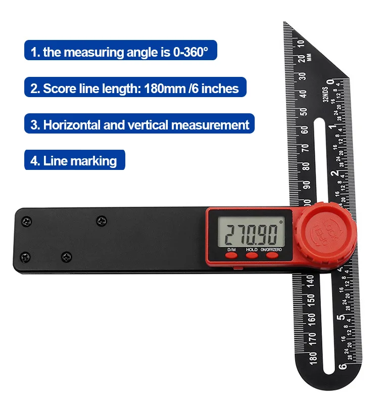 Digital display T-shaped movable angle ruler woodworking tool level T-shaped angle ruler Marking T-Ruler 2