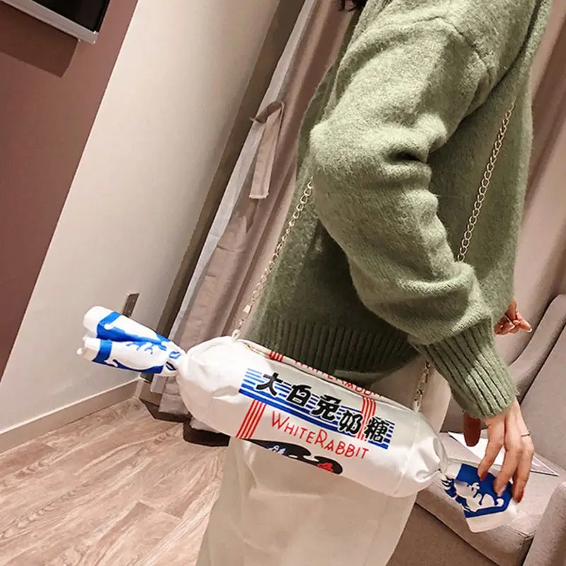 Новая холщовая конфетная сумка для девочек с рисунком белого кролика, кремовая Женская забавная сумка-мессенджер, модный дизайн