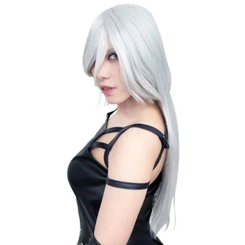 

LUPU White Wig Cosplay Costume Play Wigs Costumes Hair Synthetic Long Straight YoRHa No.2 Type A wig NieR:Automata A2